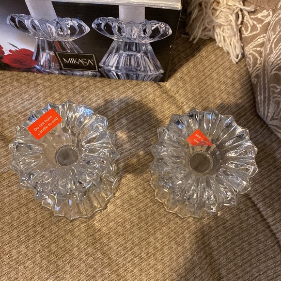 🕯️ NWT Mikasa Vintage Diamond Fire Pair of Candle Holders - Picture 9 of 14